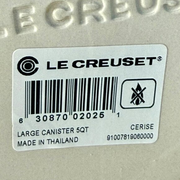 Le Creuset Large Canister 5 Qt Cerise Red Stoneware with Box No Lid EUC - Picture 4 of 12